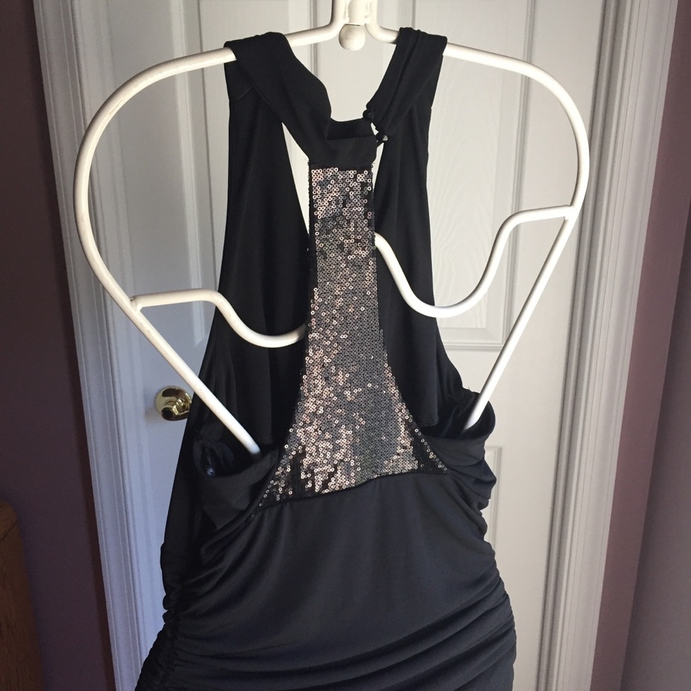 Black sequence evening dress